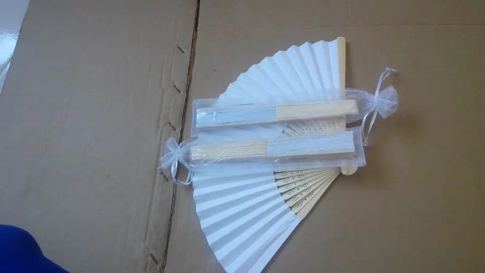 

21cm White Color Fabric Hand Fan, Silk Hand Fan Wedding Party Promotion Favor