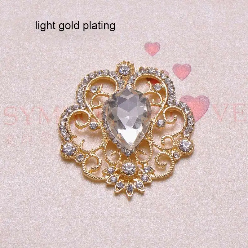 light gold plating J0343) 40 мм X 42 мм стразы, плоская задняя часть, серебро или светильник с золотым или никелированным покрытием, 100 шт./лот - Цвет: light gold plating