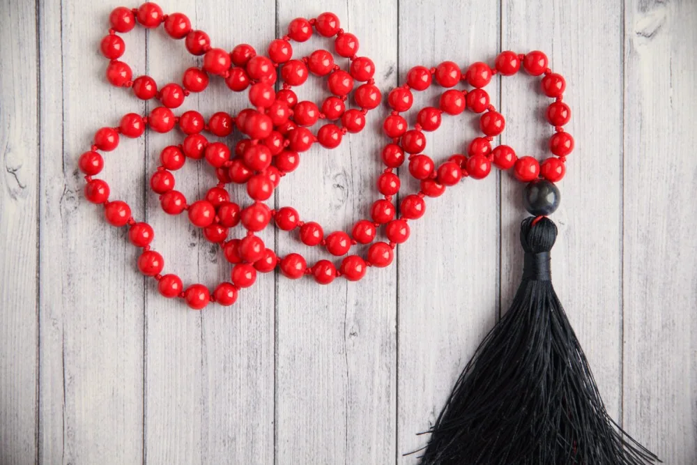 Красное ожерелье для мамы модель 108 искусственное медитация бусины ювелирные