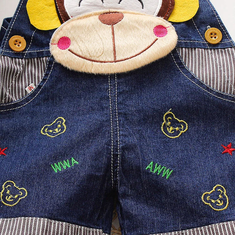 

DIIMUU Newborn Kids Clothes Toddler Boys Girls Shorts Overalls Denim Casual Pants Bottoms Printing Cute Monkey Clothing Fit 1-3T