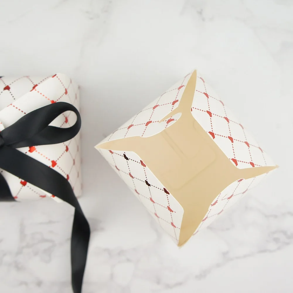 9*9*5cm 10pcs blink red heart Chocolate cookie Paper Box Storage Boxes Christmas Birthday Party Gifts Pack wedding favor box | Дом и сад
