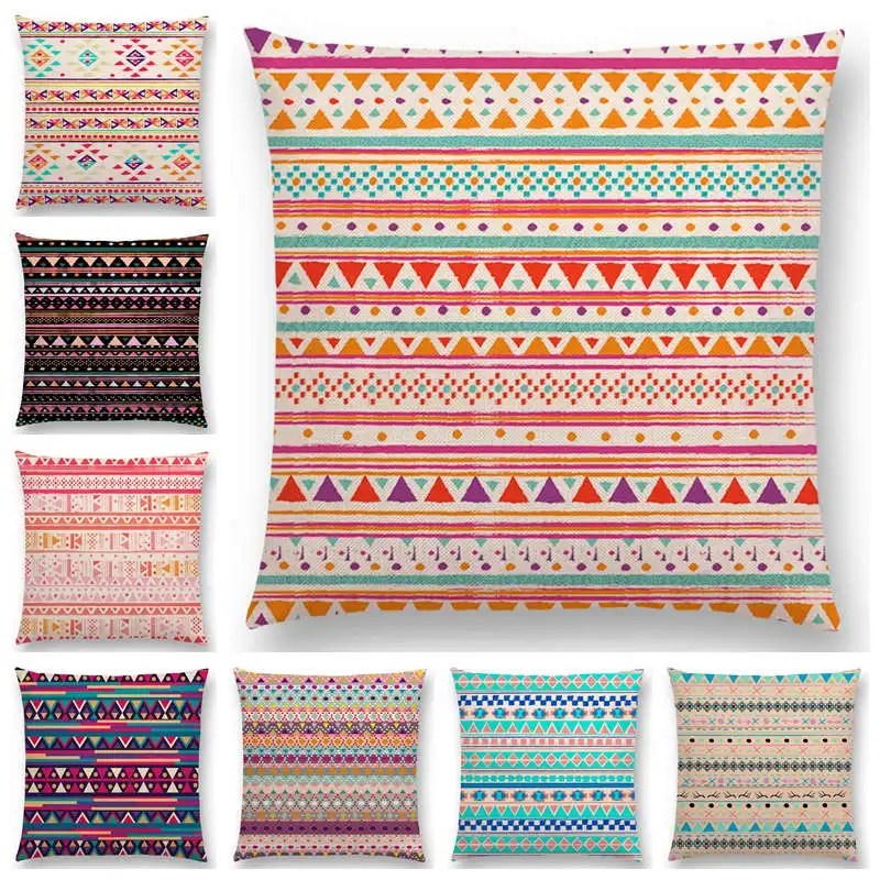 Наволочка в полоску с геометрическим узором стиле бохо хиппи Навахо айяна|cushion