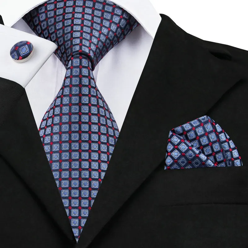 2017 модный Мужской Шелковый жаккардовый галстук синие красные галстуки в клетку
