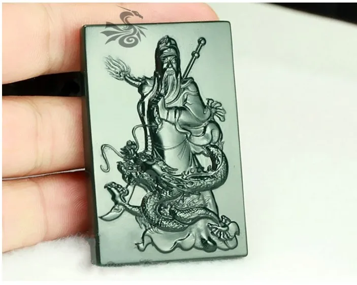 Натуральный нефрит тонкий sap зеленый Guan Yu изображение jadeite кулон ожерелье