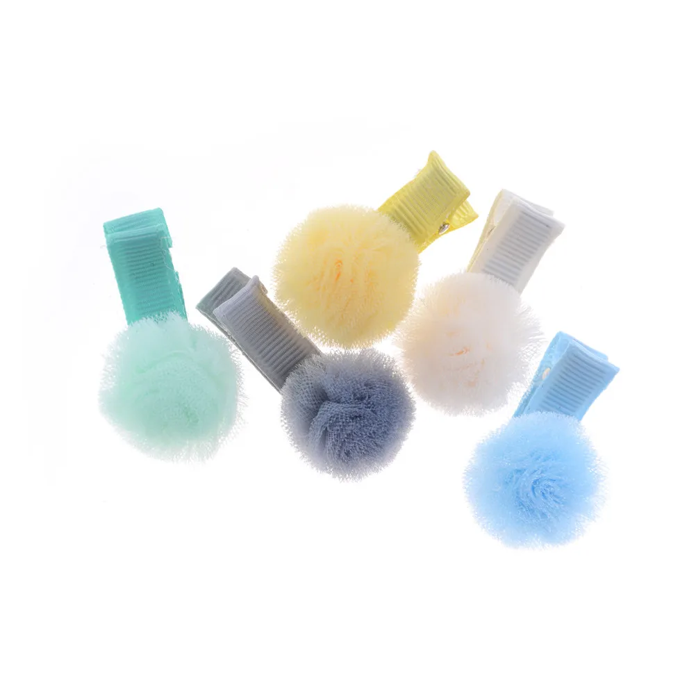 5PCS Korean small Net yarn Ball With Hair Clip original children hair clip hairpin Best Gift | Детская одежда и обувь