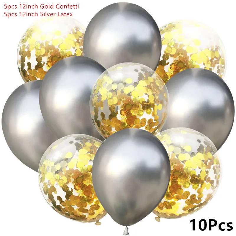 Metal-Silver-C-gold Свадебные шары Круглые Конфетти балон Babyshower День Рождения украшения для взрослых детей воздушный шар на день рождения динозавр шары Globos - Цвет: Metal-Silver-C-gold