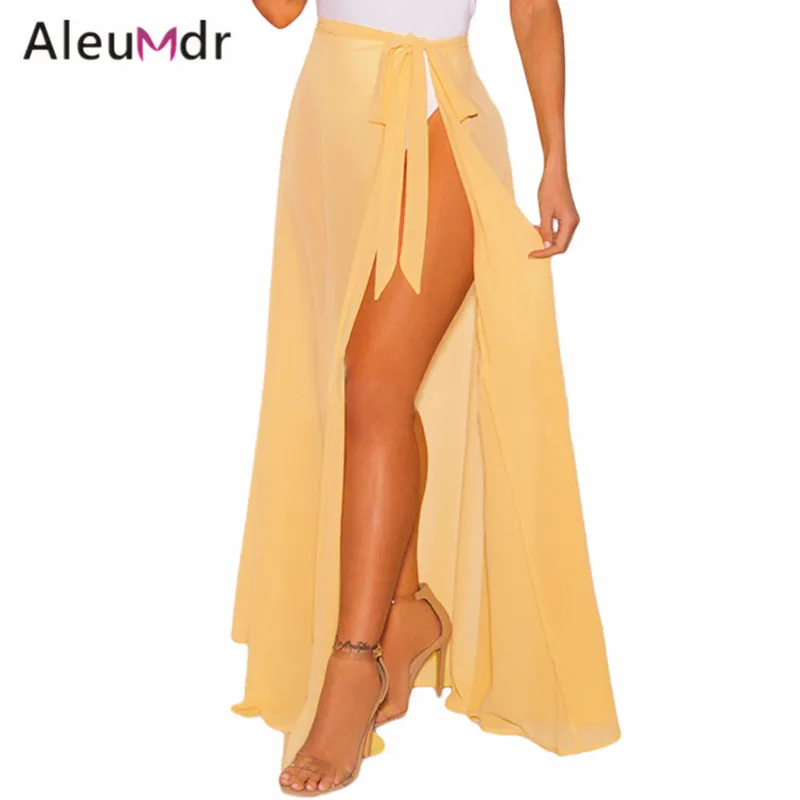 Aleumdr Лето Женщины прикрыть длинные сексуальные Sheer wrap пляжные бикини Up Юбка