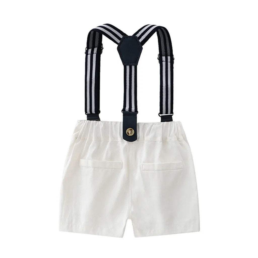 Summer cool bib Toddler Baby Boys Gentleman Bow Tie Plaid T-Shirt Tops+Shorts Overalls Outfits toddler boy clothes mickey #06 |