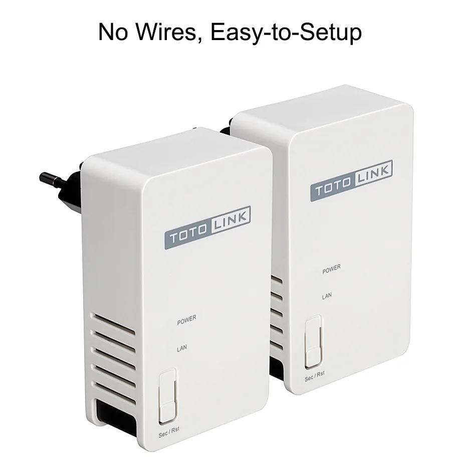 TOTOLINK PL200 Комплект 200 Мбит/с Powerline Ethernet адаптер, охват до 300 метров, HomePlug AV Ethernet мост, Plug and Play