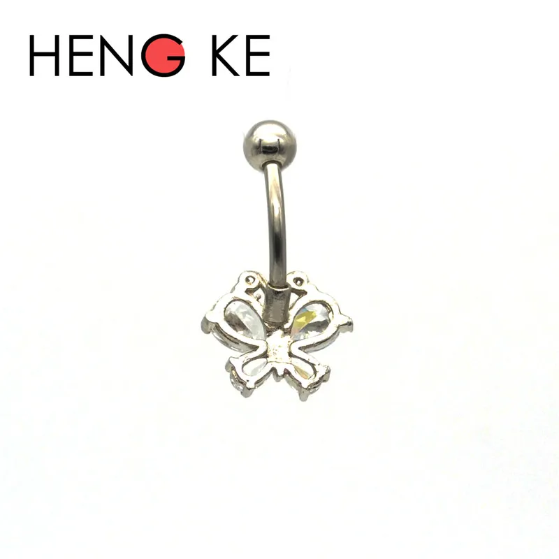 Новинка Бабочка пупка кнопки кольца прозрачный CZ драгоценный камень