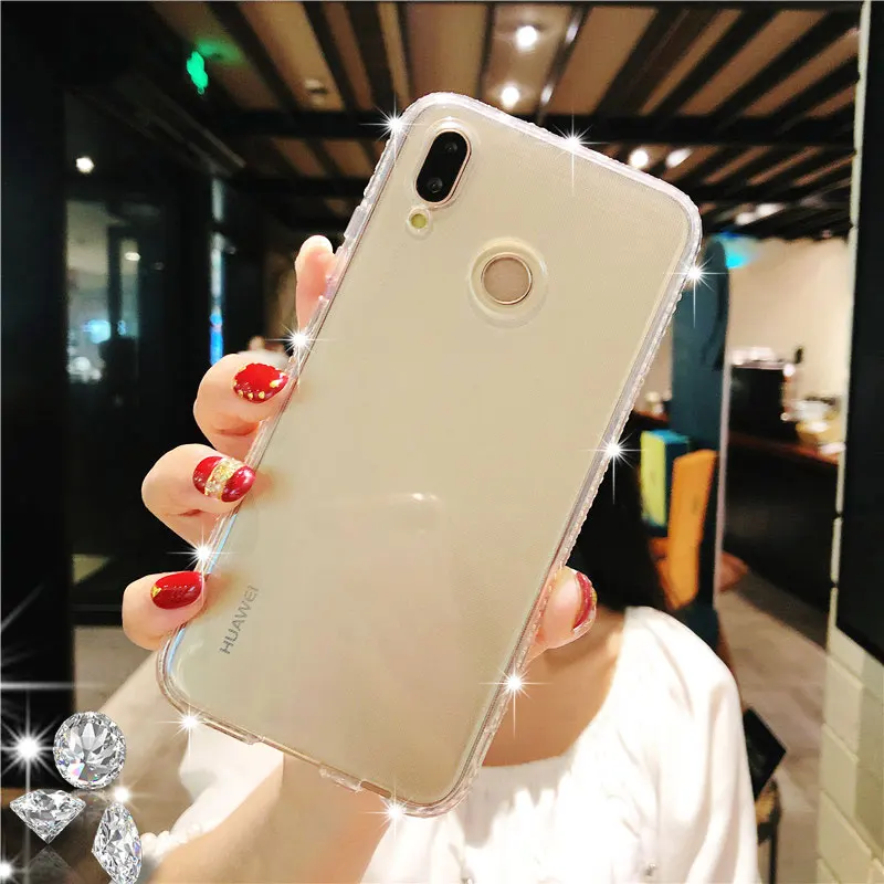 Алмазный Силиконовый ТПУ мягкий чехол для Huawei P20 P30 Pro Mate 20 Lite Nova 4 3 Honor 8X 8A 7A 7C P Smart 2019