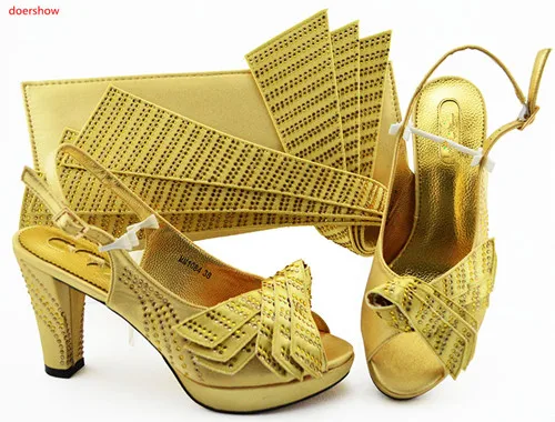 

doershow Nice Design blue Italian Shoes With Matching Bags Latest Rhinestone African lady Shoes and Bags Set For part!HLN1-27