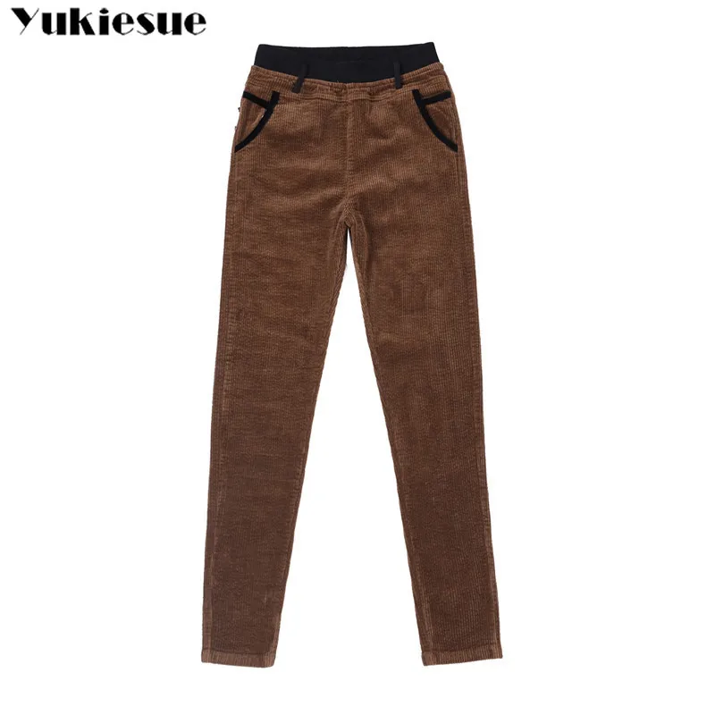 corduroy harem pants women fleece winter warm velvet skinny high waist elastic patwork womens trousers female leggings Plus size | Женская