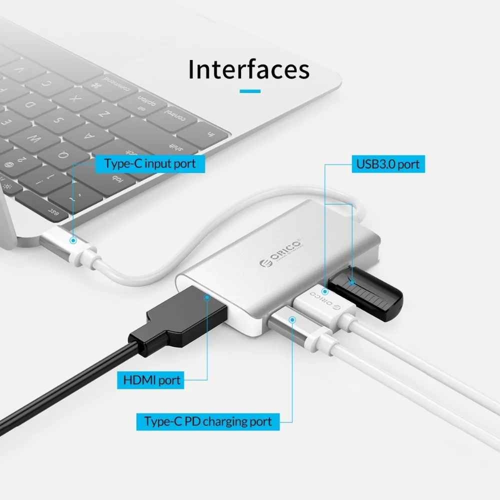 USB Концентратор ORICO Type C к USB3.0 концентратор HDMI адаптер с разъемами для зарядки Samsung