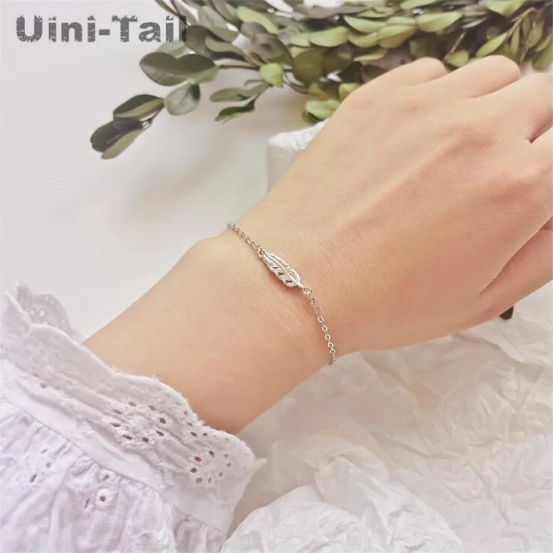 Новинка 2019 браслет Uini-Tail из стерлингового серебра 925 пробы с простыми перьями