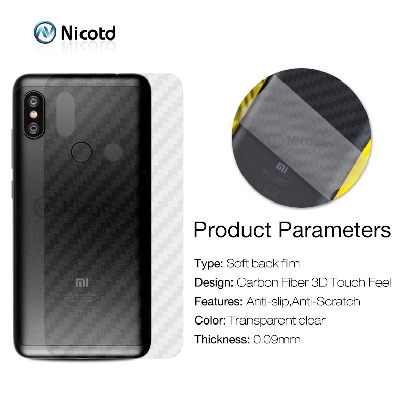 5 шт./лот для Redmi Note 6 pro 3D углеродное волокно мягкая задняя пленка Xiomi 6a plus 5A S2