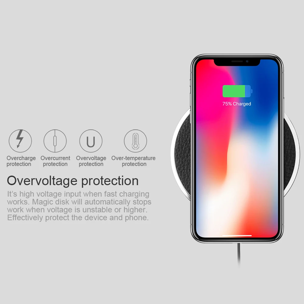 Nillkin 10W PU кожа Qi Быстрое беспроводное зарядное устройство для Samsung Galaxy Note 10 + S10 S9