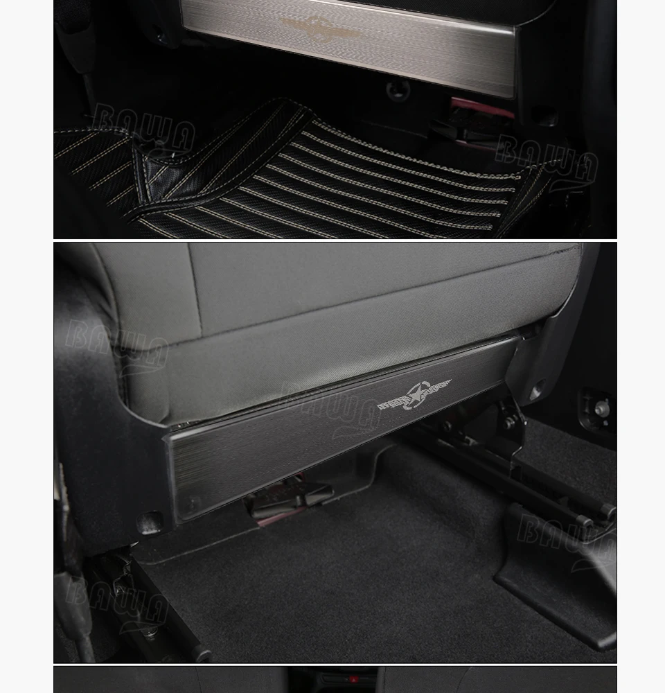BAWA Interior Mouldings for Jeep Renegade+ Seat Anti-kick Panel Trim Stickers Metal for Jeep Compass
