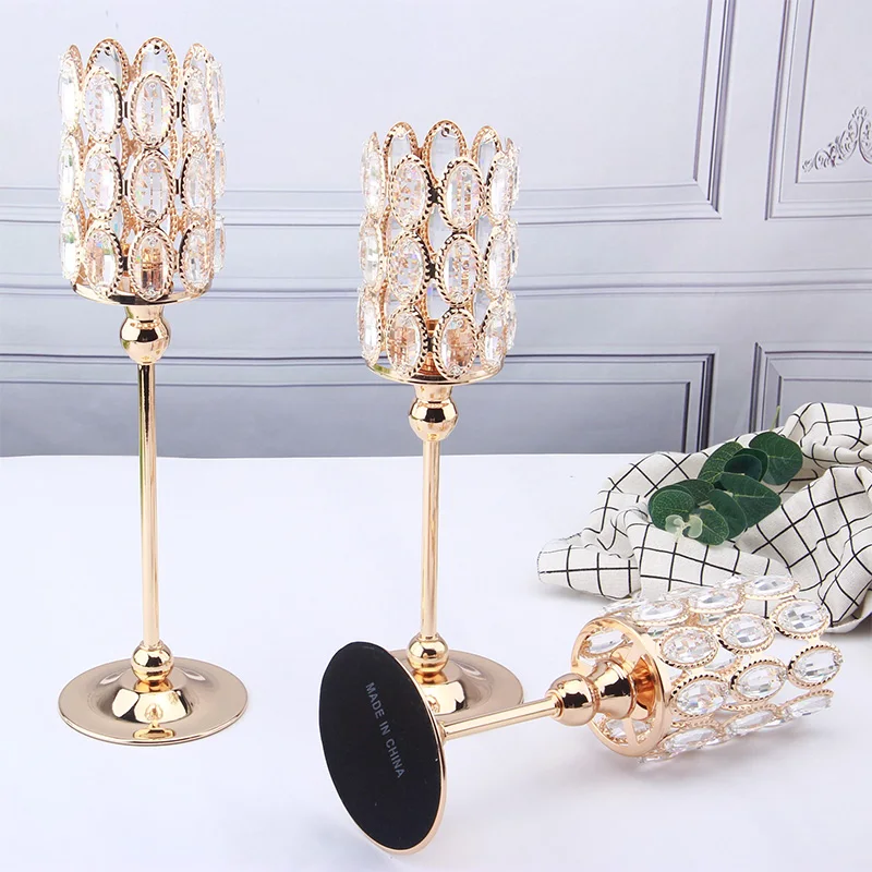 

High Quality Crystal Candlestick Luxury Crystal Silver Wedding Decoration Candle Holder Handmade Crystal Home Decorative 4384