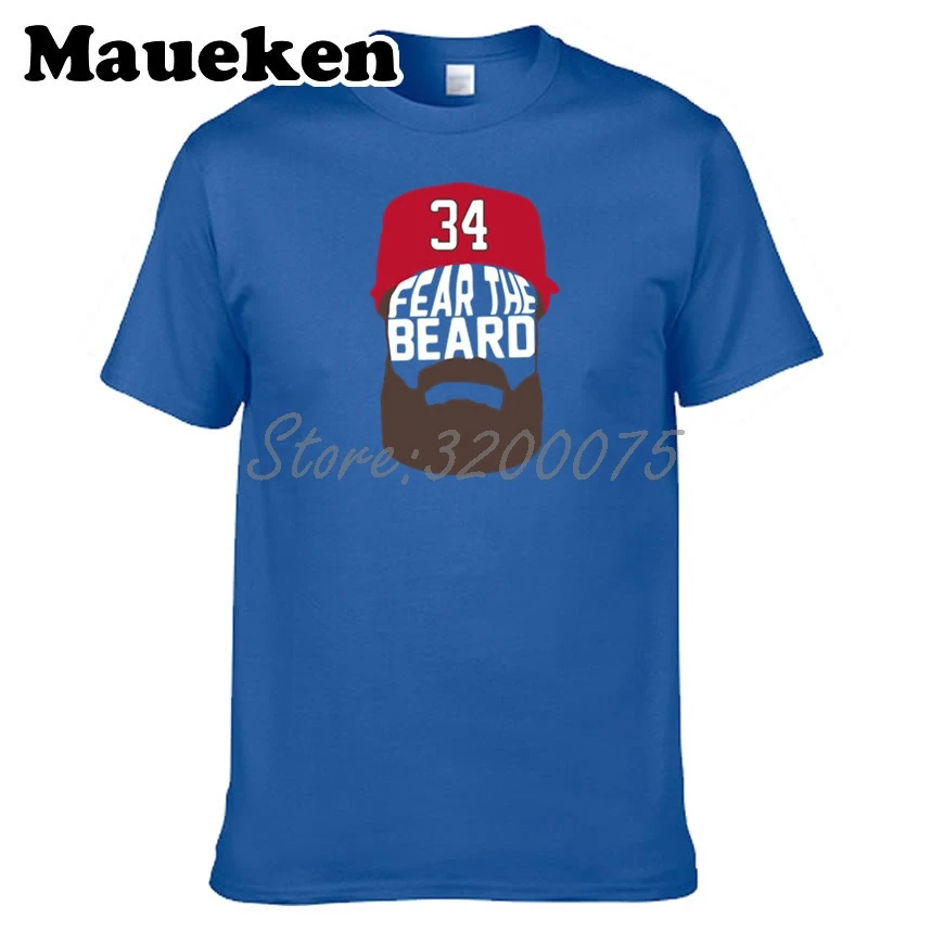 Мужская футболка Bryce Harper 34 Washington Fear the Beard одежда для национальных фанатов подарок