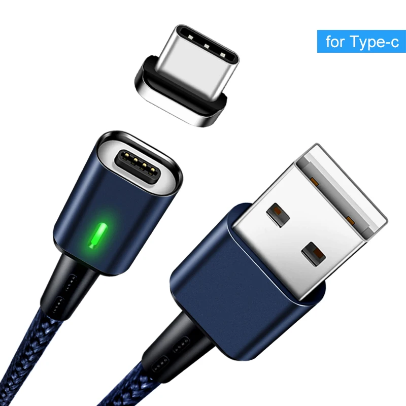 3а Магнитный кабель Micro USB кабель для iPhone samsung Xiaomi QC 3,0 Быстрая Зарядка Тип C 8-контактный кабель MicroUSB магнит зарядное устройство для телефона - Цвет: Blue For Type-c