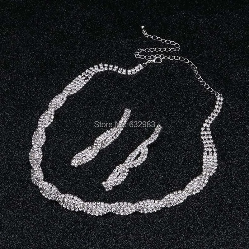 Набор ювелирных изделий Стразы из сверкающего серебристого кристалла Свадебный