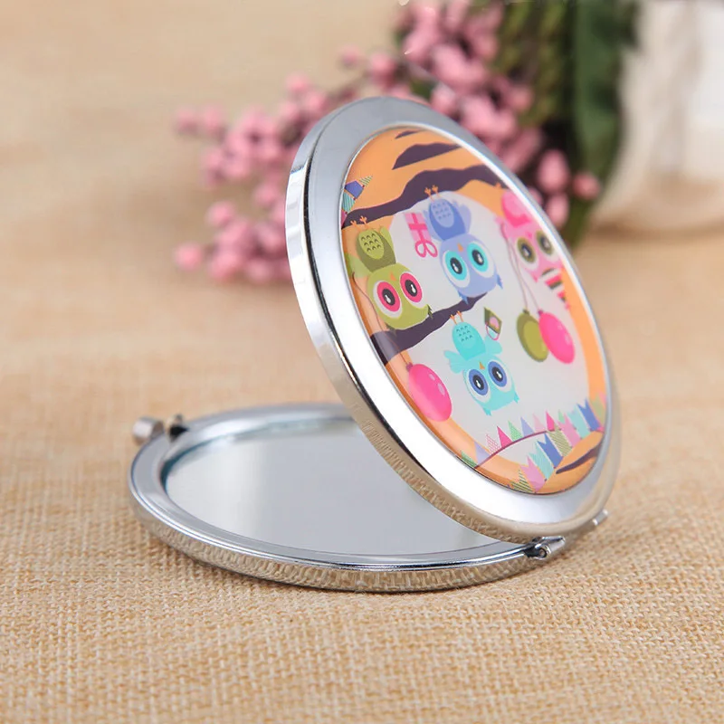 Карманные зеркала для макияжа с милым рисунком совы портативное круглое