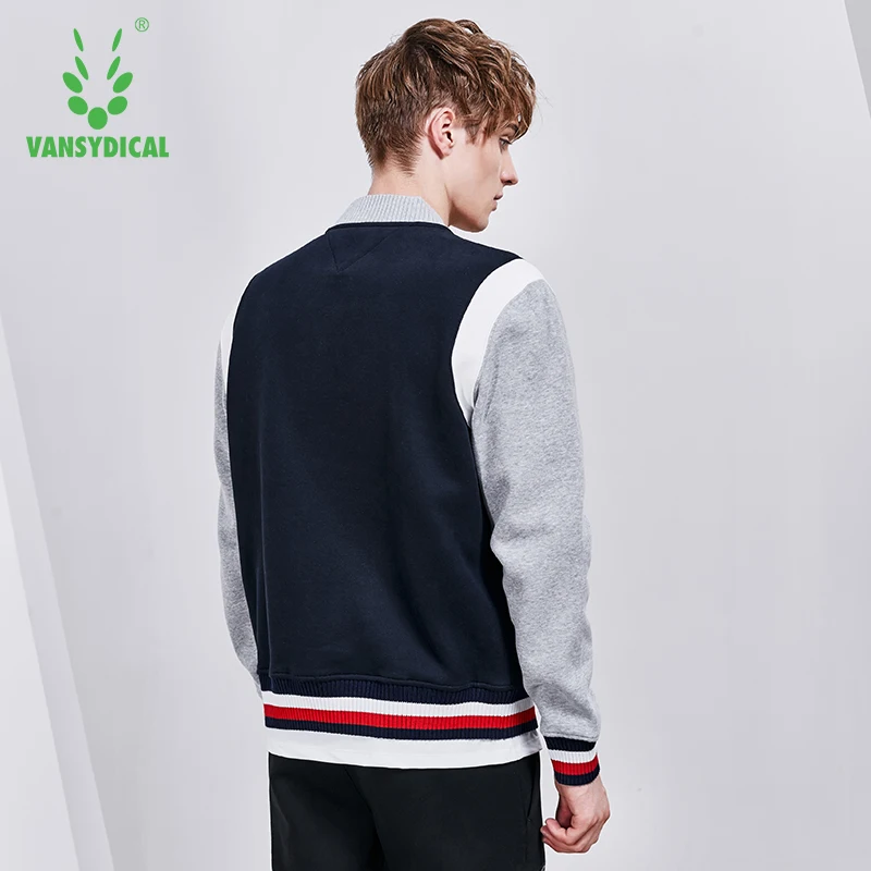 Vansydical Men's Jacket Autumn and Winter Contrast Sports Fitness Top Running Outdoor Workout Coat Baseball Uniform | Спорт и