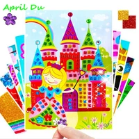 april du mosaic stickers puzzle glitter eva kindergarten baby diy art craft kit preschool children educational toys12pcslot