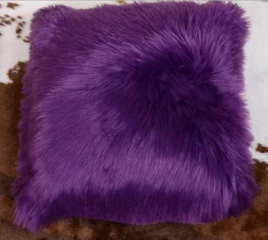 PURPLE Прямая поставка, наволочка из искусственного меха, квадратная, с блестками, розовый, серый, синий, наволочка для подушки, домашний декор, диванная подушка, декоративная - Цвет: PURPLE