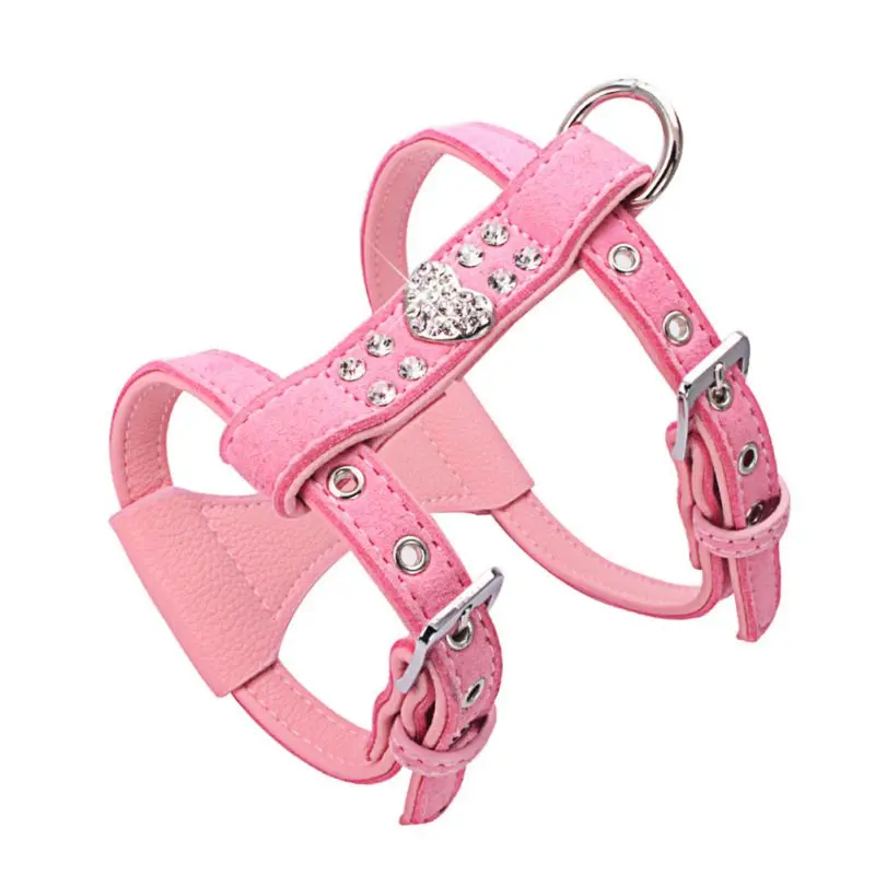 Нагрудный ремень для домашних животных блестящие стразы в виде сердца и сбруя