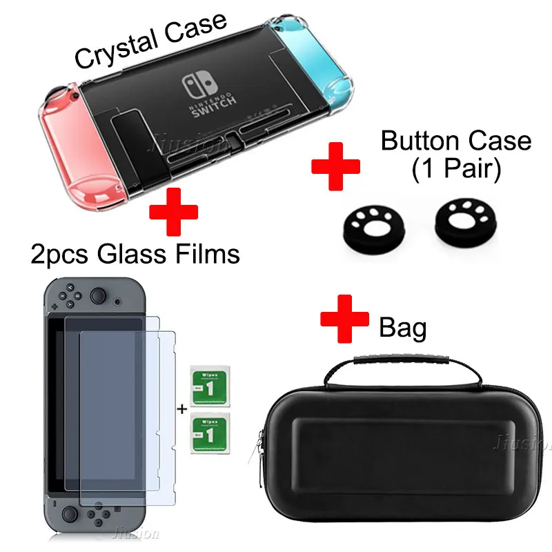4 Kit-Crystal 8 в 1, Жесткий Чехол, сумка, набор для переключателя, чехол, портативная Защитная сумка для хранения, чехол для nintendo Switch, аксессуары - Цвет: 4 Kit-Crystal