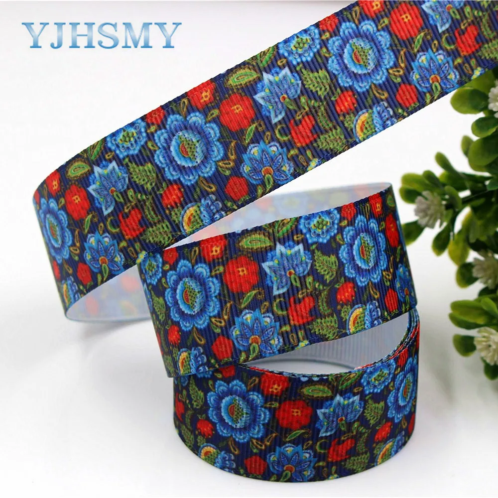 Лента с цветочным принтом YJHSMY 1712085 25 мм 10 ярдов|flower ribbon|10 yarddiy handmade |