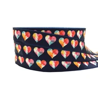 10yards 16mm heart print valentines day fold over elastic handmade accessories diy hair tie headband supplier
