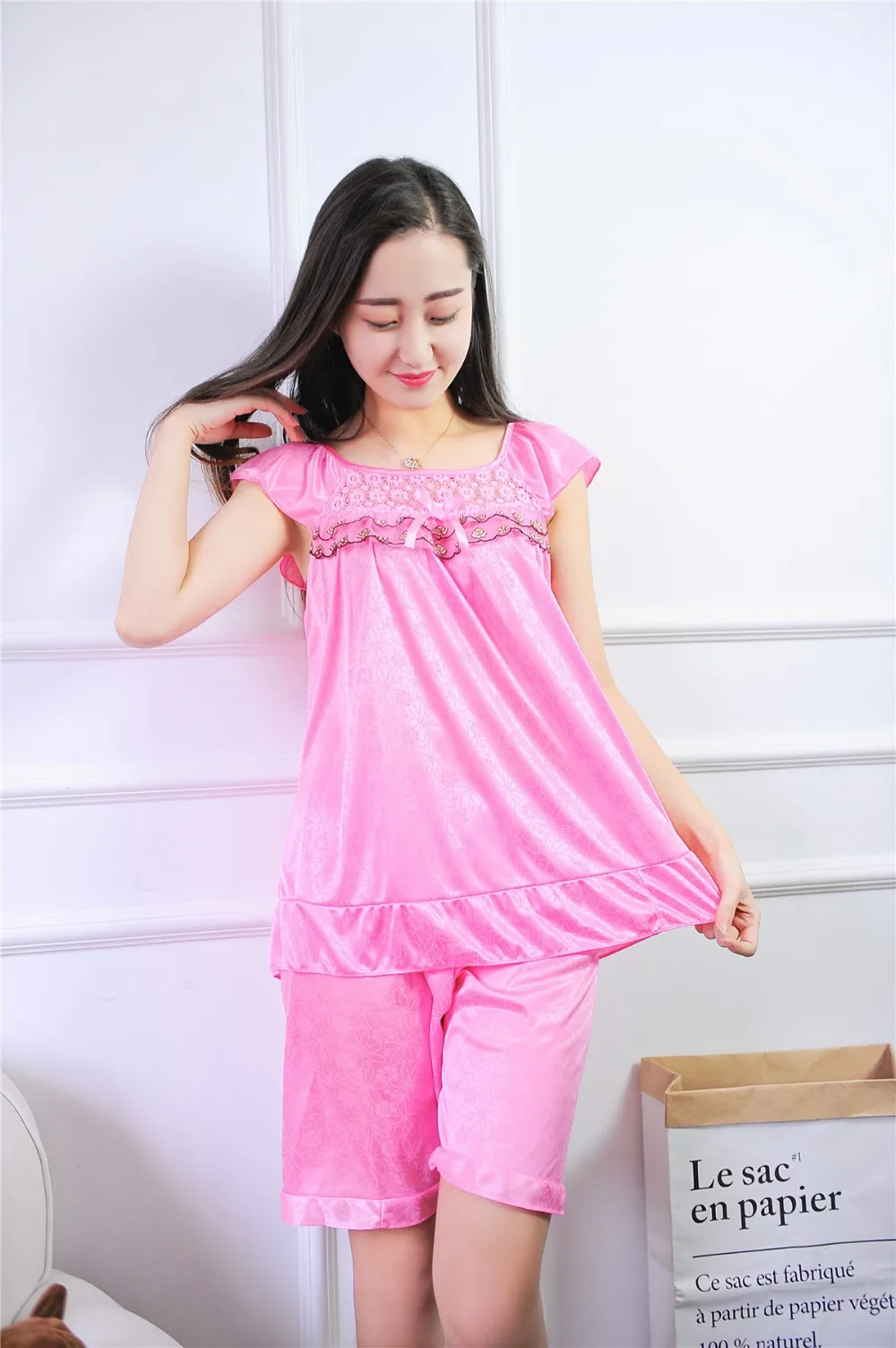 Домашняя одежда Pijama Feminino, новинка, сексуальная пижама без рукавов, летняя Пижама, женская шелковая пижама, женская пижама E0348