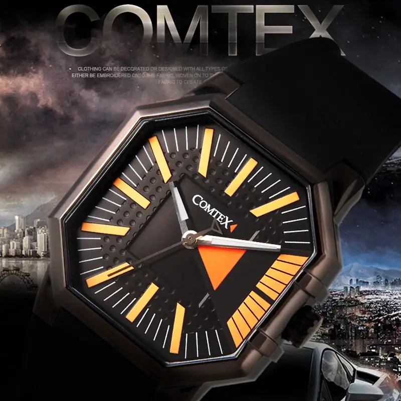 Comtex Для мужчин Часы армии кварцевые черные Повседневное модные спортивные