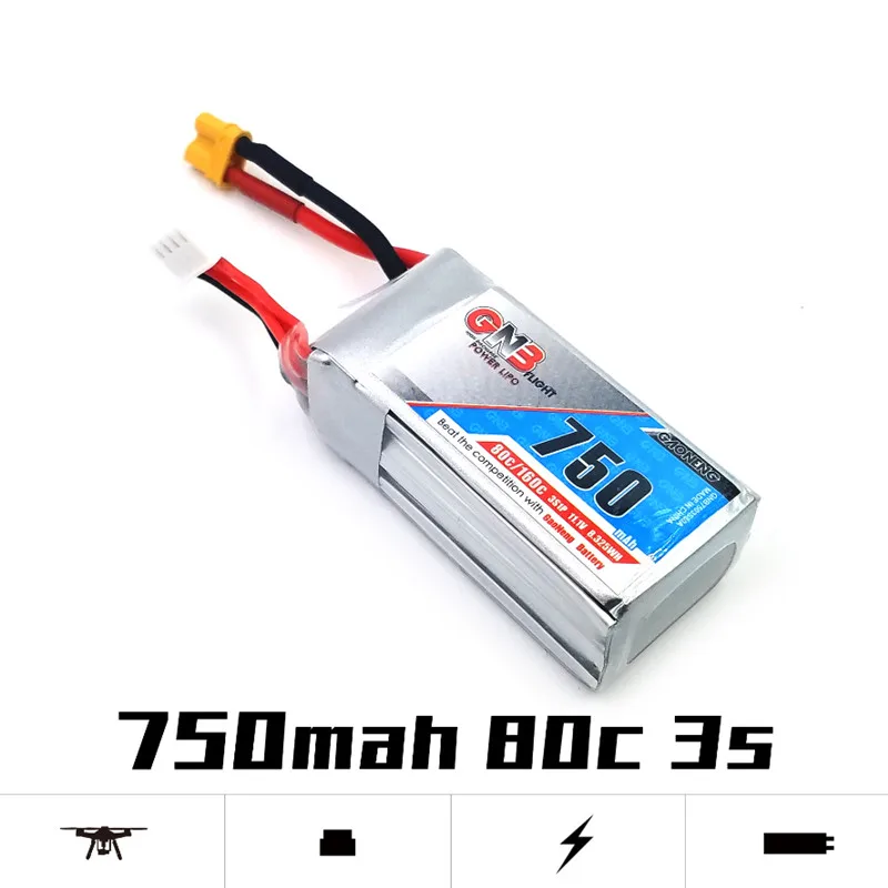 2 шт. Gaoneng 750 мАч 11 1 В 80C/160C 3S литий-полимерный аккумулятор с разъемом XT30 для FPV