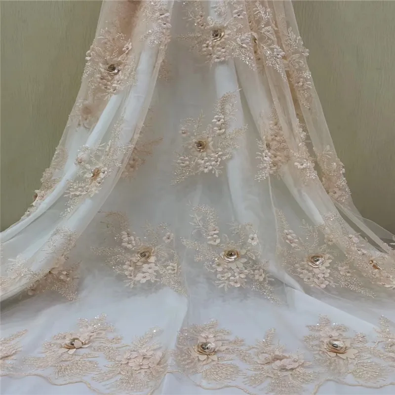 Нигерийское Африканское свадебное платье порошок синий жемчуг кружево