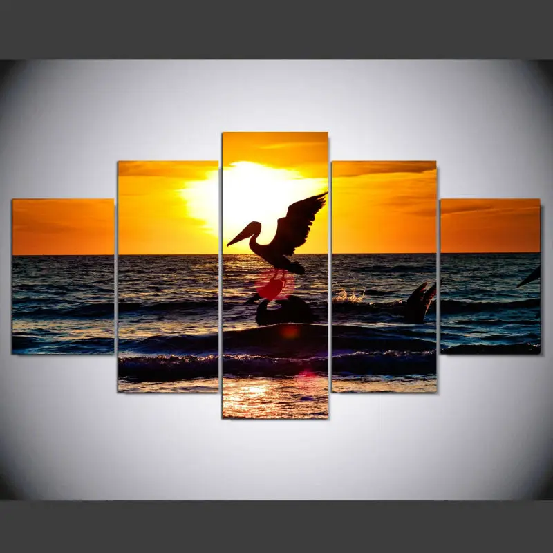 5 шт. в рамке два пеликанов на закате современное искусство украшение дома Холст