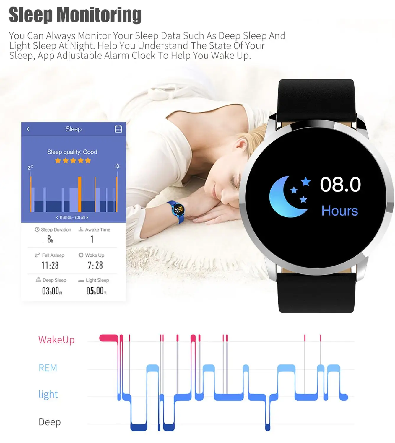 Q8 OLED Bluetooth Смарт-часы из нержавеющей стали водонепроницаемые носимые устройства