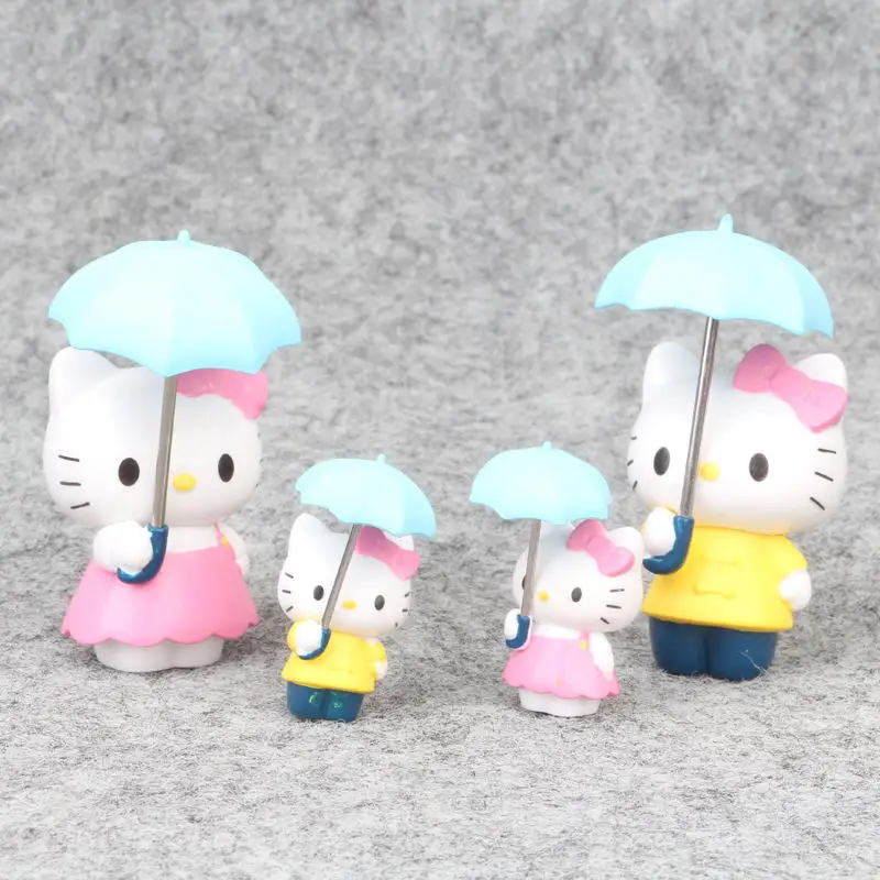 Disney Hello Kitty фигурки с зонтиком ПВХ Фигурки игрушки KT кошка игрушка 4 шт./компл. 6 см