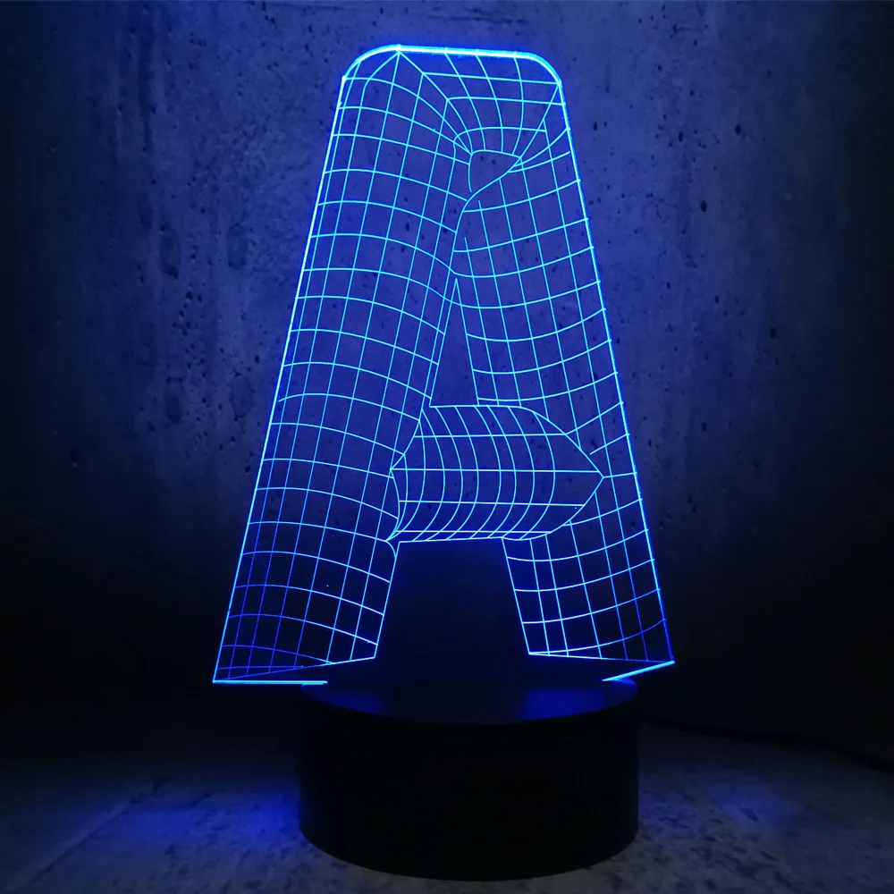 3D лампа буквы алфавита письменный стол настольная ночного освещения флеш