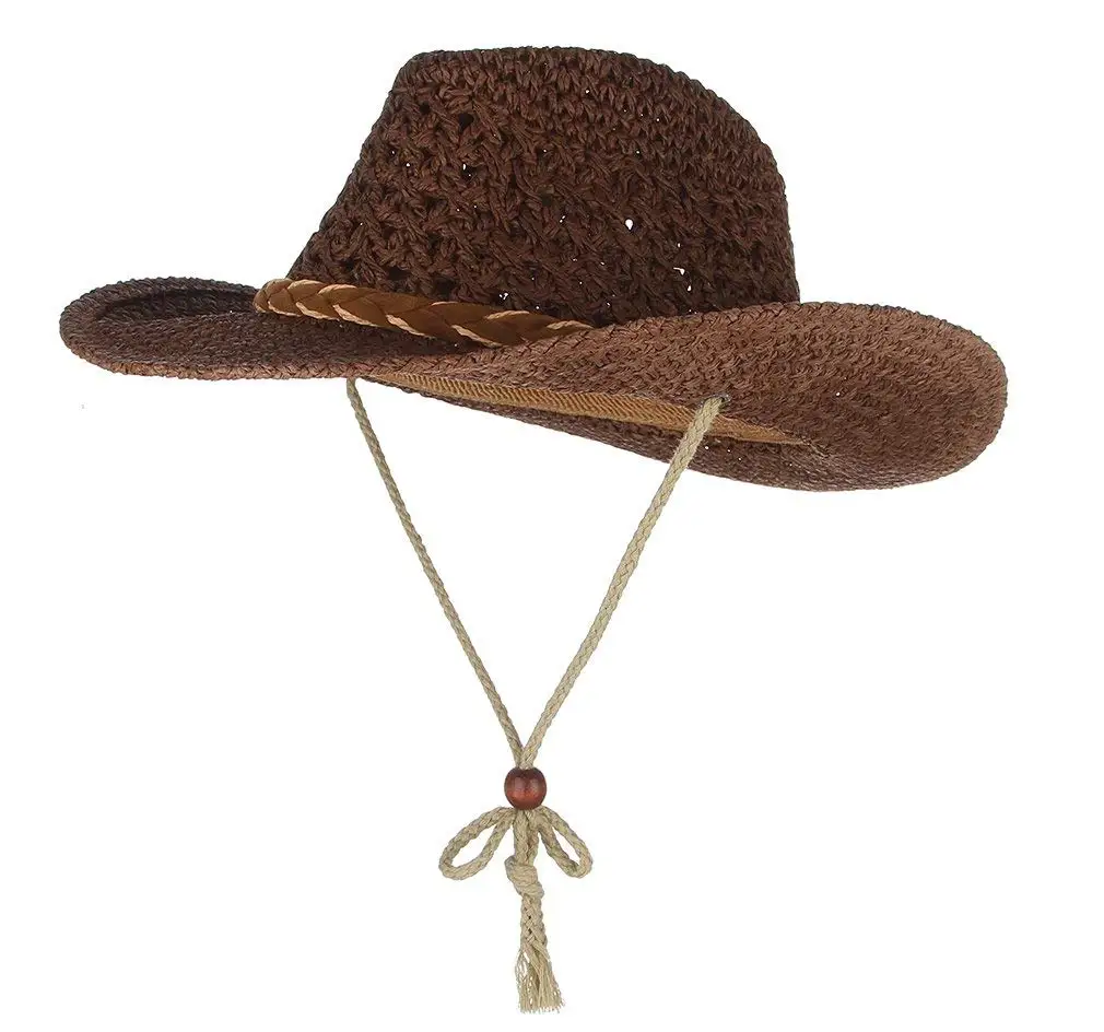 

Mistdawn Baby Toddler Kids Sun Straw Western Cowboy Hat Wide Brim With Chin Strap