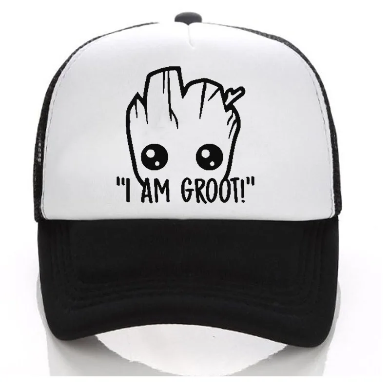 Новое поступление, Детская летняя кепка I AM GROOT, Кепка Дальнобойщика с сеткой, бейсболки для мальчиков, шляпы для взрослых и детей, самодельные шляпы для малышей