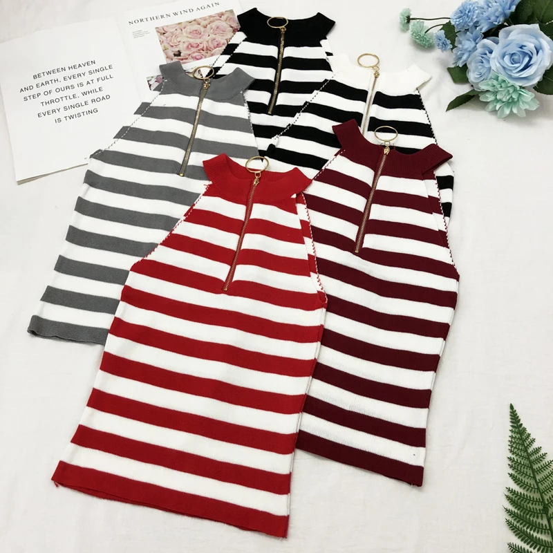 

Женский трикотажный жилет Han edition, с металлической молнией, без рукавов, с кольцом, с открытыми плечами