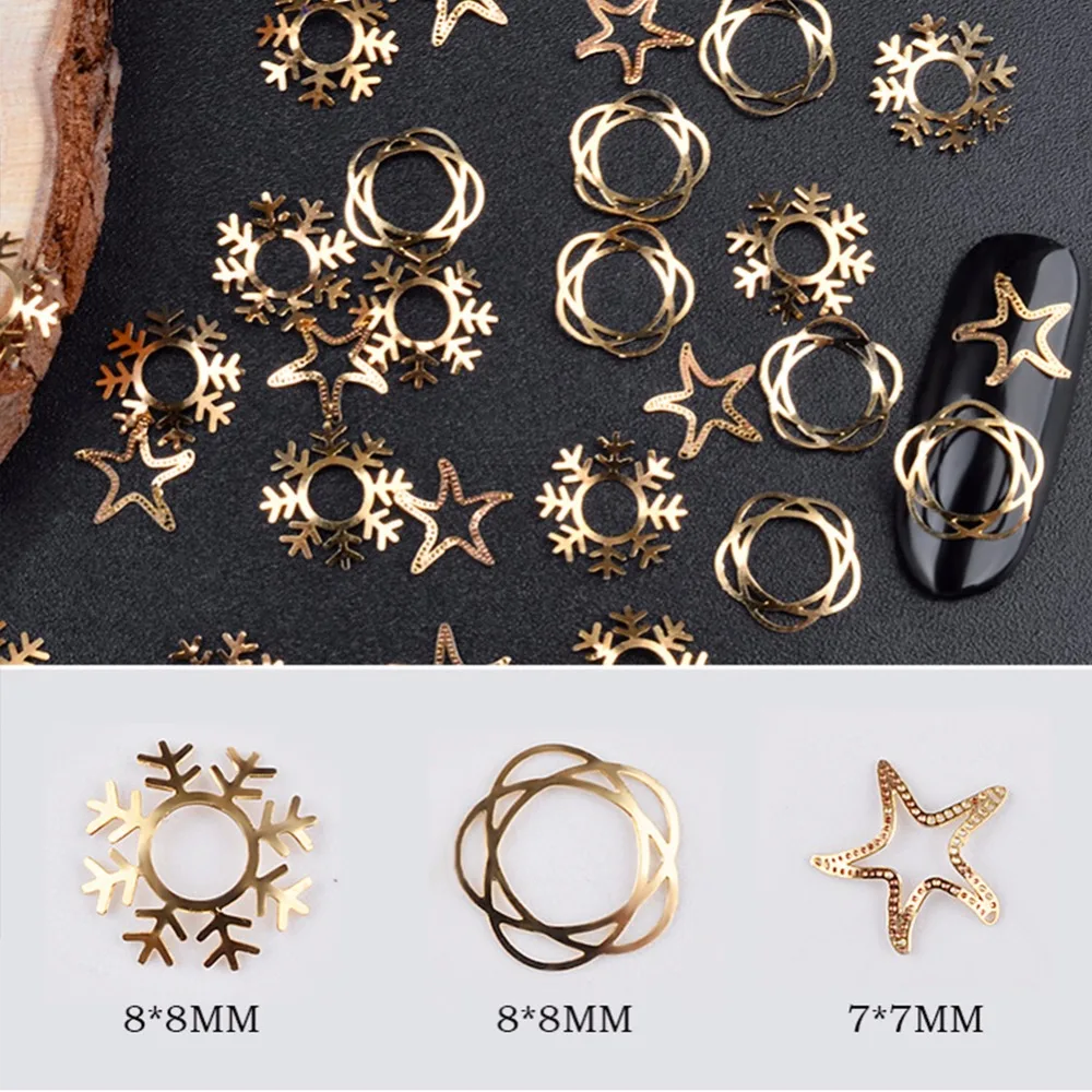 

Sticker for Nails 3D Shinny Golden Metal Decoration 3D Tips DIY Gem Glitters False Nail Tips Decorations Manicure Nail Art Tools