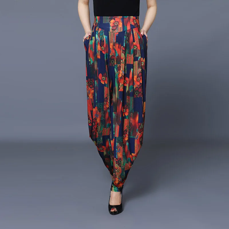 woman summer autumn printing Harem pants loose thin wide leg harem elastic waist long trousers female | Женская одежда