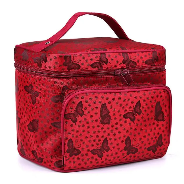 butterfly red Женские косметички полосатый рисунок организатор косметичка складная дорожная косметичка большая вместительная косметичка ZL900Z - Цвет: butterfly red