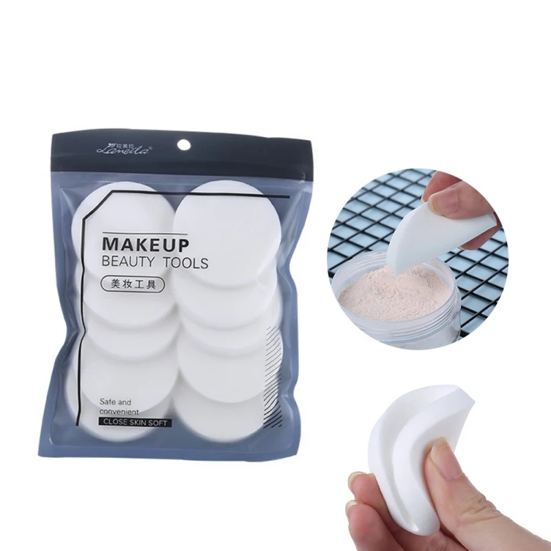 10 шт. Круглый спонж для макияжа женщин красоты основы сухая и влажная двойного