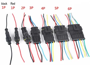with wire 10cm 10 шт. 1,5 Серия 1P 2P 3P 4P 5P 6P водонепроницаемый провод под давлением разъем авто разъем мужской+ женский автомобильный светильник, тюнинговый разъем - Цвет: with wire 10cm